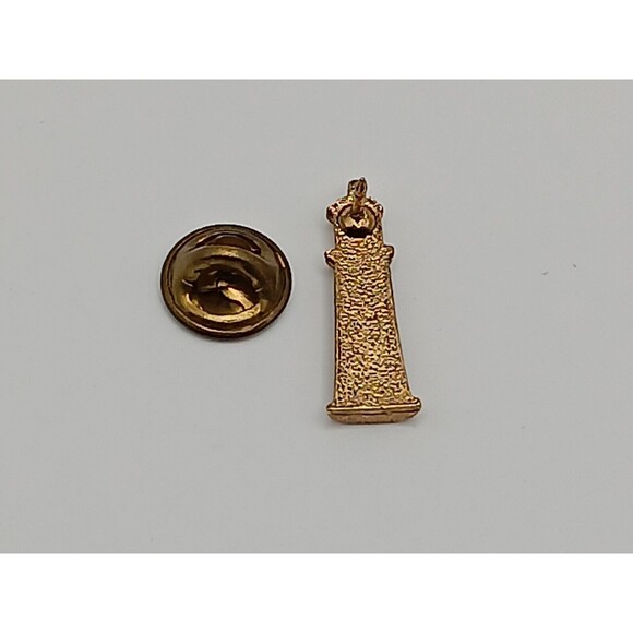 Lighthouse Light House w/ Cross Gold Tone Pin Nautical Sea - Picture 3 of 8